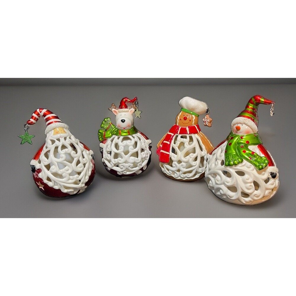 4 Beautiful Christmas Tea Lights Battery Operated On 6 Hour Timer